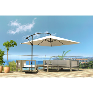 Parasol déporté carré 3x3m écru DAVAGNA