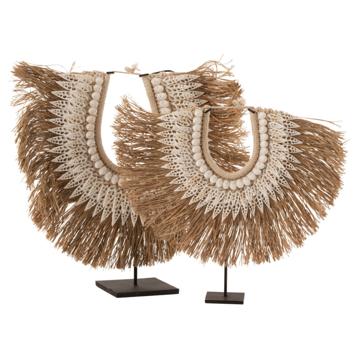 J-Line décoration Collier + Pied Dora - coquillage/bois - blanc - small