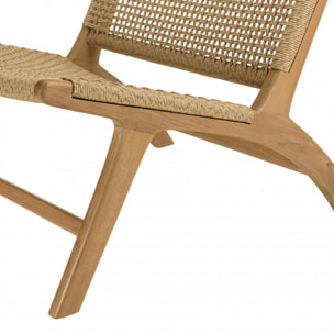 VALERIA - Lot de 2 fauteuils lounge de jardin teck rotin synthétique beige