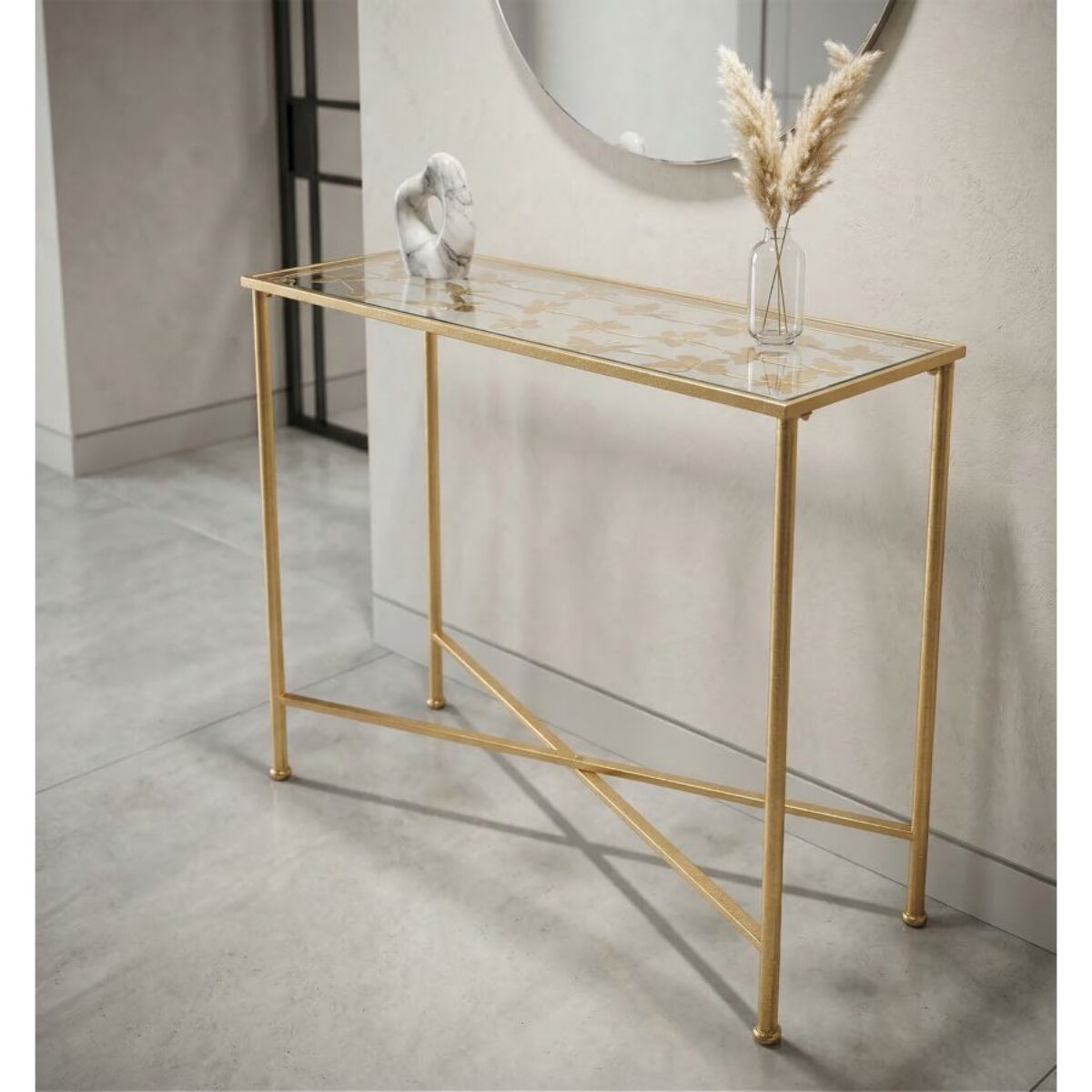 CONSOLE BUTTERFLIES GLASS CM 100X35X80