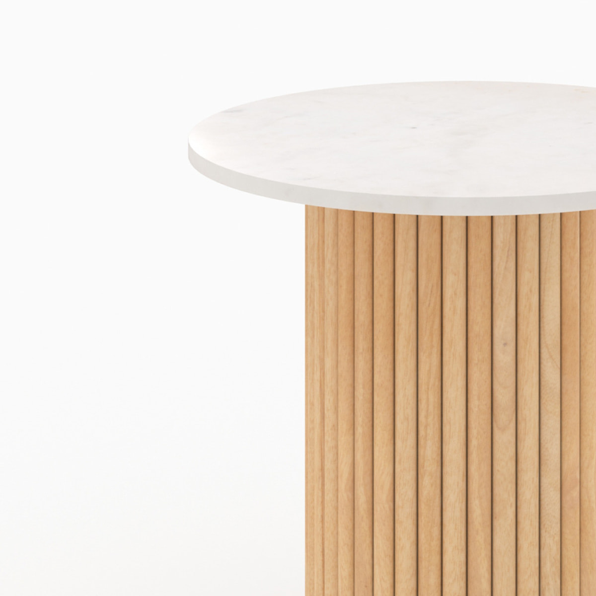 Table d'appoint en marbre et bois de manguier D40 cm - Agathe