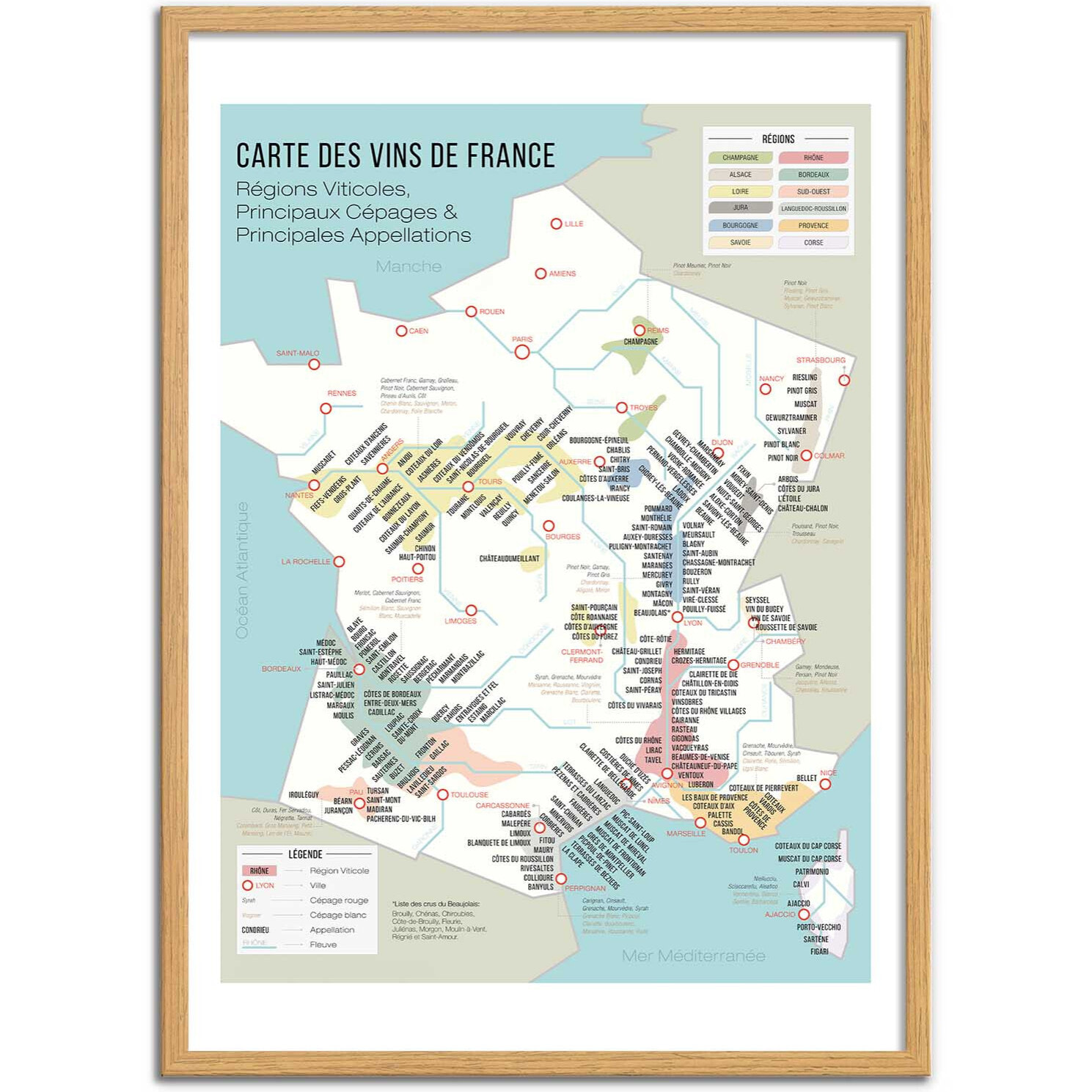 Affiche - Carte des vins de France - Frog Posters