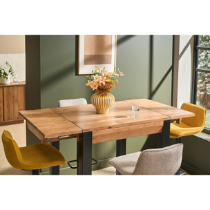 Table de bar extensible en bois massif et métal L80-135 cm TRAP