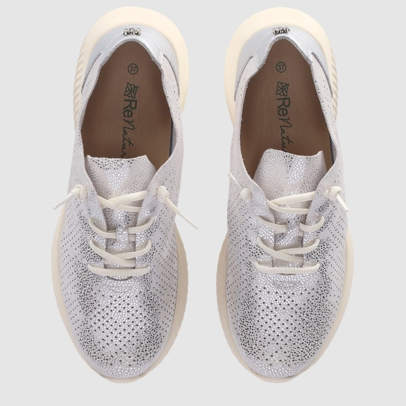 Deportivos de Piel - Plata - Tacón: Bajo