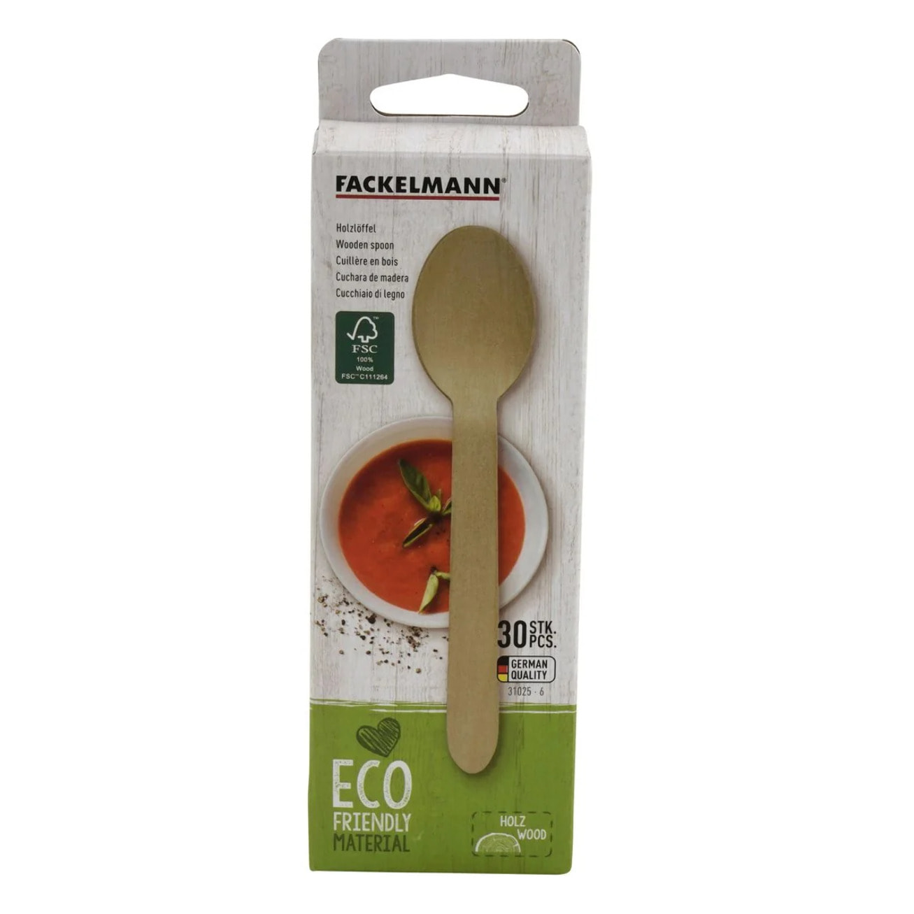 Set de 2 ustensiles de cuisine cuillère à café en bois Fackelmann Nature FSC