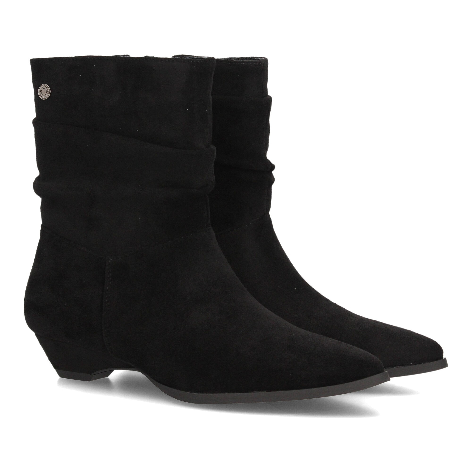 Botines fruncidos de tacón bajo para mujer