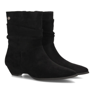 Botines fruncidos de tacón bajo para mujer