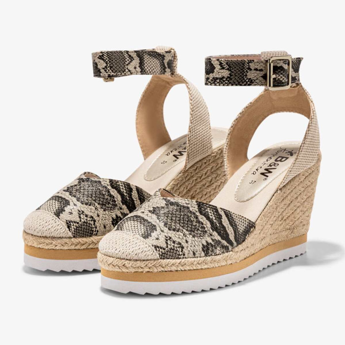 Snake Buckle Wedge Espadrille