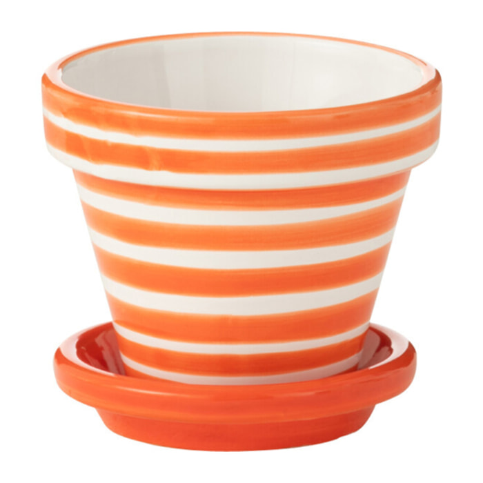 J-Line cache-pot Granada Stripes Handmade + Painted - céramique - orange - extra small - Ø 17 cm