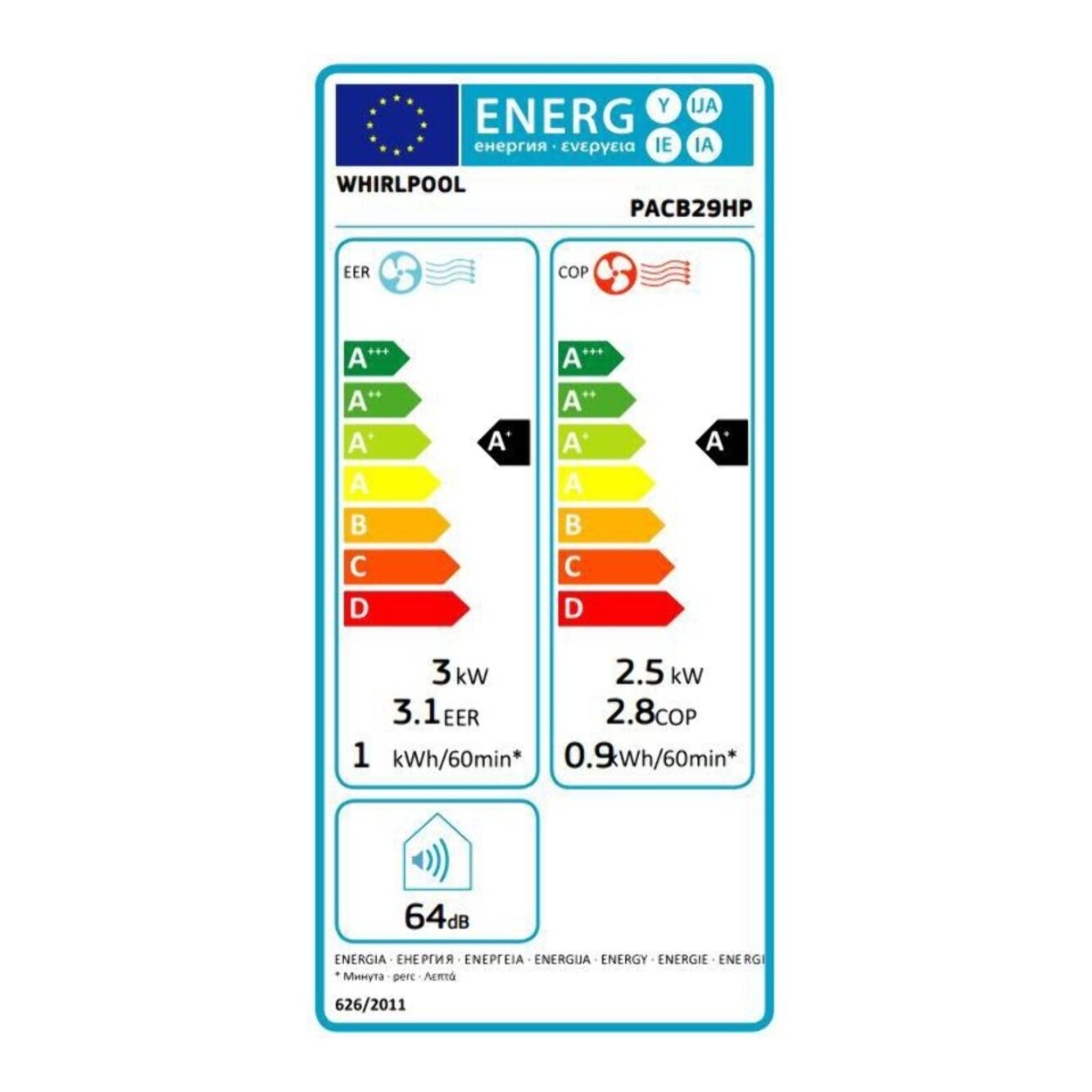 Clim réversible WHIRLPOOL PACB29HP