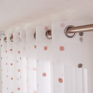 Voilage sablé brodé 'Pois colorés' - Rose Boudoir