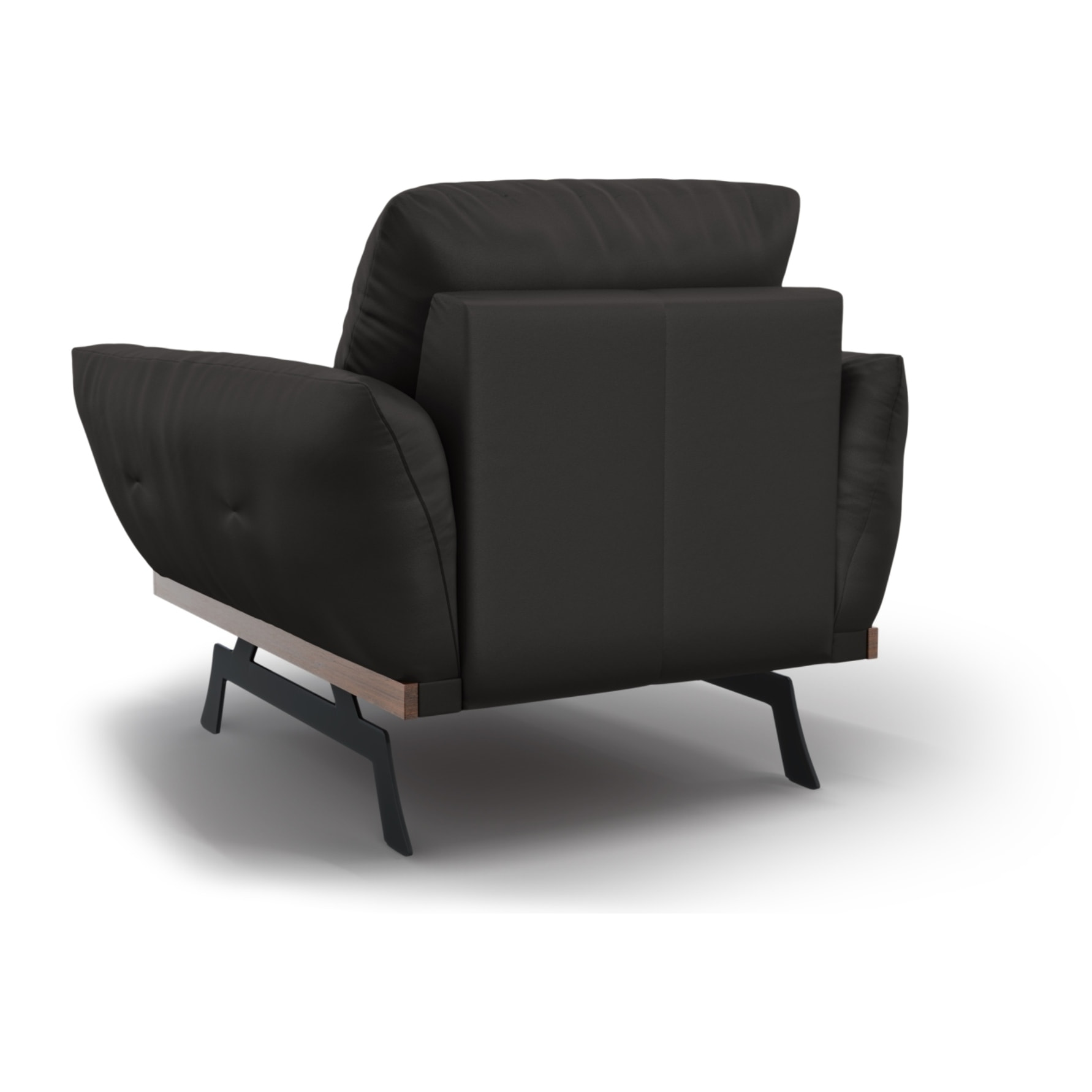 Fauteuil "Olivier" en cuir véritable noir