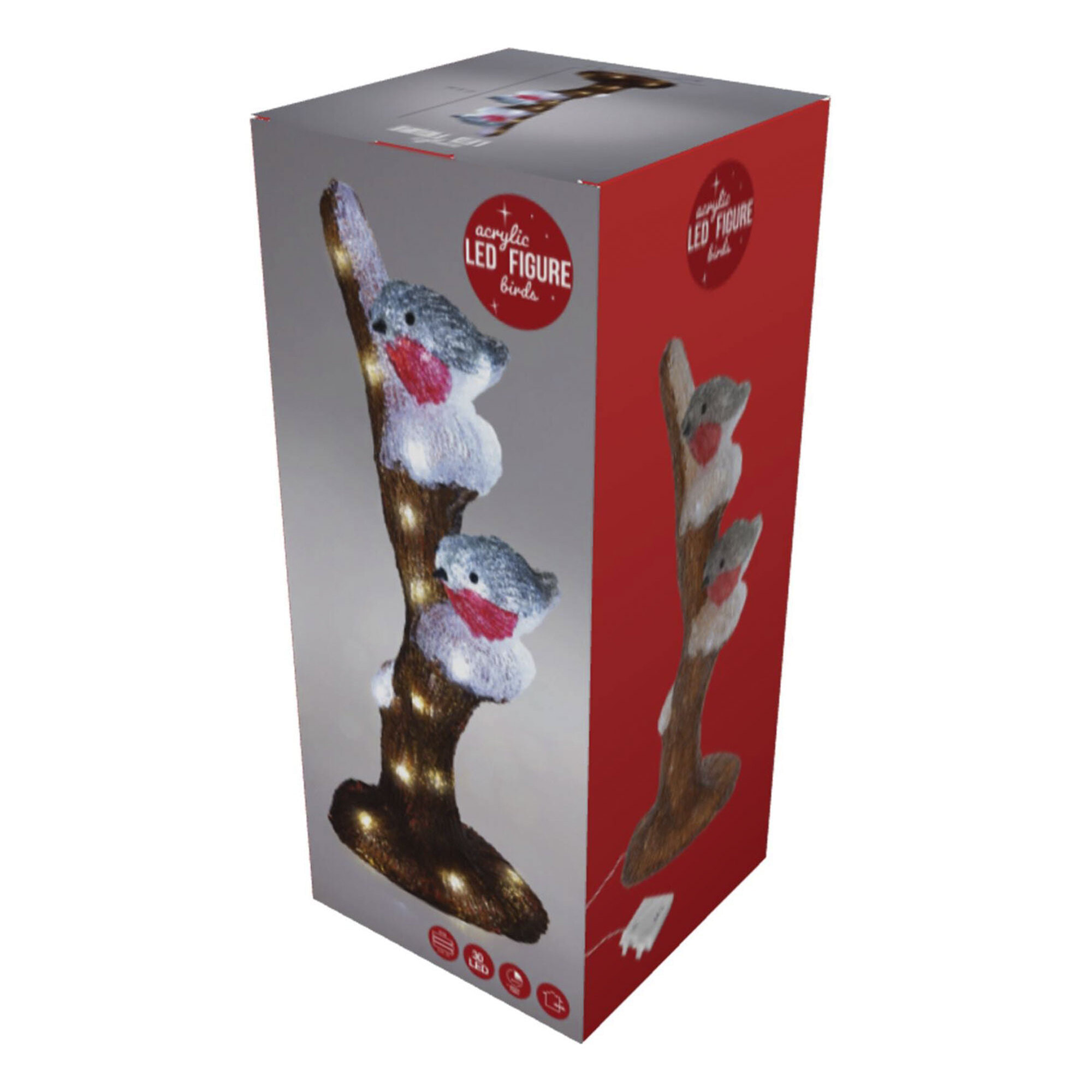 Lámpara decorativa en forma de pájaros en árbol con 30 leds blancos