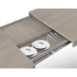 Tavolo allungabile AMALFI in legno effetto olmo perla e gambe a X antracite, allungabile 160x90 cm - 240x90 cm