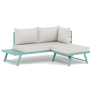 Isadora - salon de jardin 3 places - modulable - vert avec coussins beiges - Vert / Beige