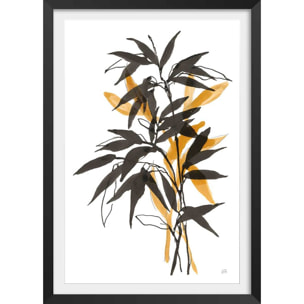 Poster orange bambou Affiche + cadre en bois - Noir