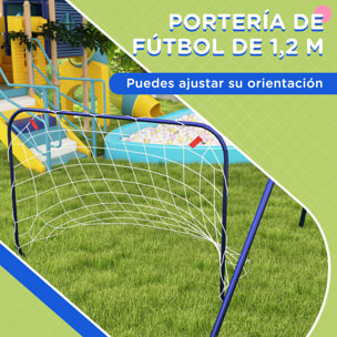 Columpio Infantil 3 en 1 Columpio para Niños de 3-8 Años con Canasta y Portería de Fútbol Desmontable Marco de Acero Carga 45 kg para Exterior Multicolor