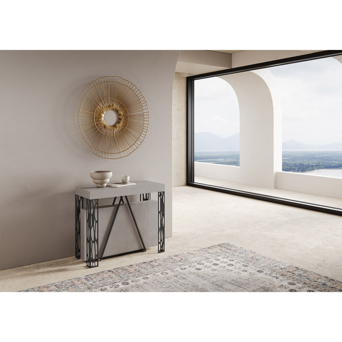 Console extensible 90x40/300 cm Kerpa cachemire cadre anthracite