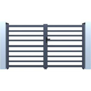 Portail aluminium ajouré "Martin" - 300 x 180 cm - Gris
