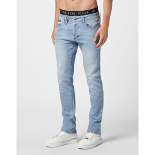 PHILIPP PLEIN Denim Super Straight Cut Embroidery Hexagon