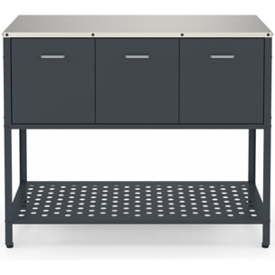 Meuble de cuisine extérieure Alméria 3 portes gris
