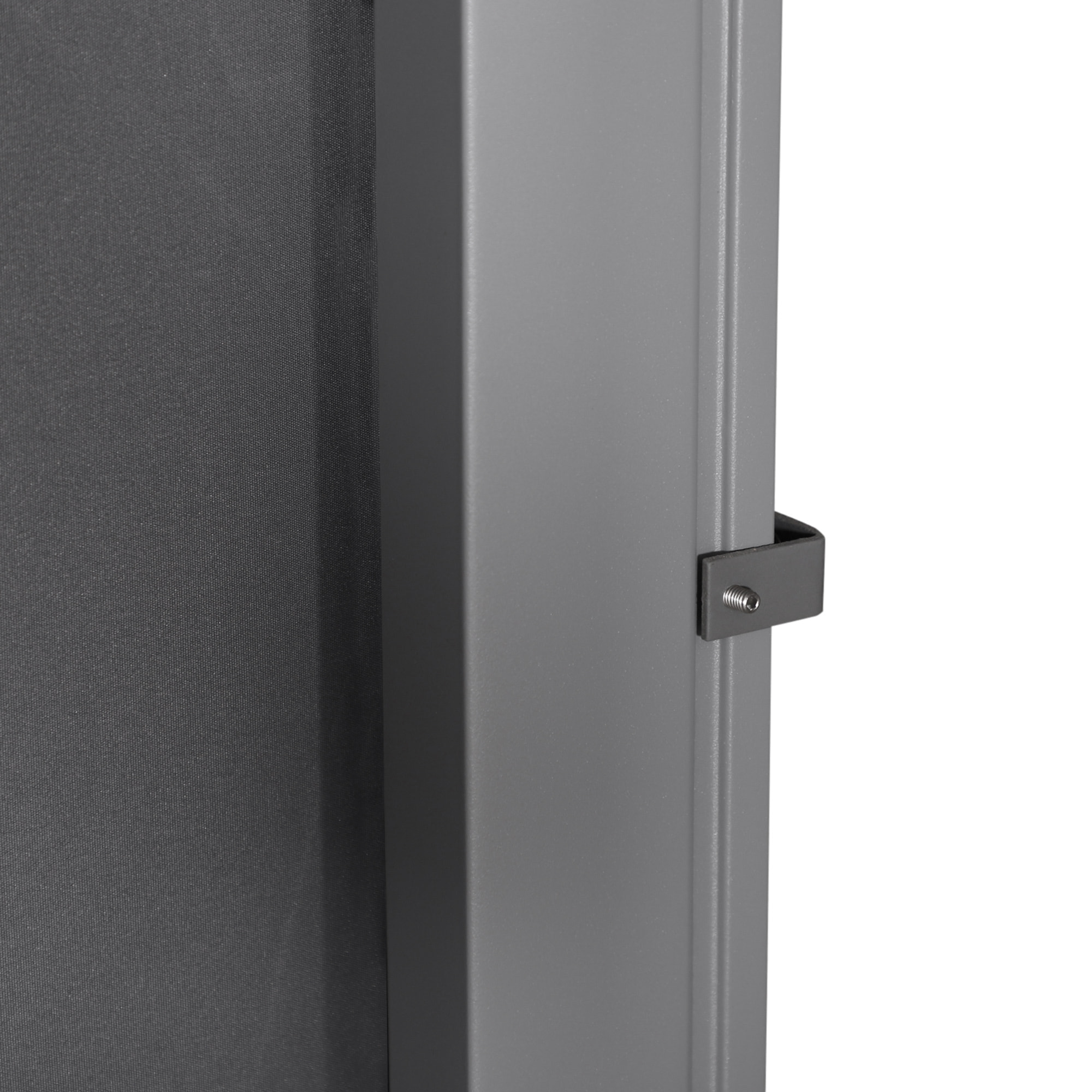 Store latéral brise-vue paravent rétractable dim. 3L x 1,6H m métal polyester imperméable anti-UV haute densité 180g/m² gris