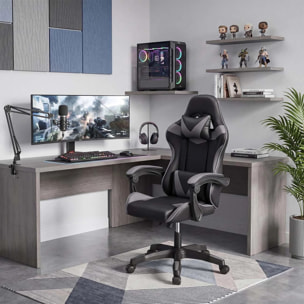 Silla gaming reclinable y con altura ajustable en negro y gris 117-128 cm Viper Negro - Gris
