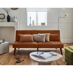 Philae - canapé convertible clic-clac 2 places - velours côtelé - Terracotta