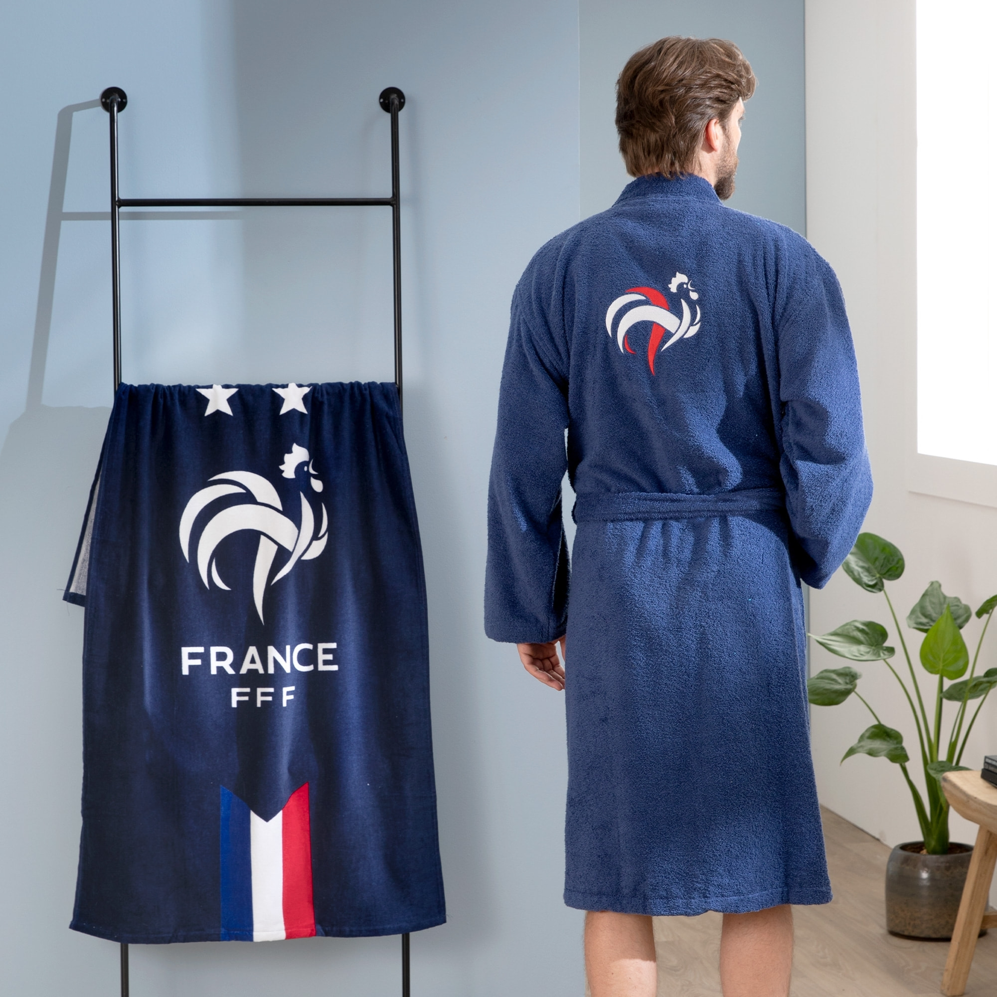 Peignoir adulte 100% coton, FFF EQUIPE DE FRANCE DEUX ETOILES