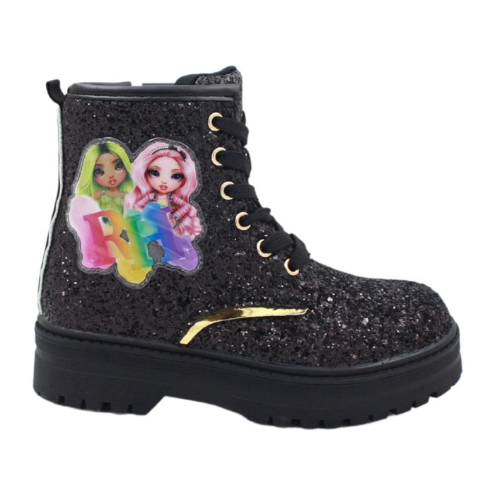 Anfibi con glitter Rainbow High Lei Easy Shoes NERO