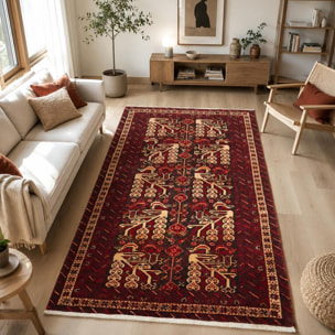 Tapis salon au motif traditionnel, noué main en laine, AFUBOD