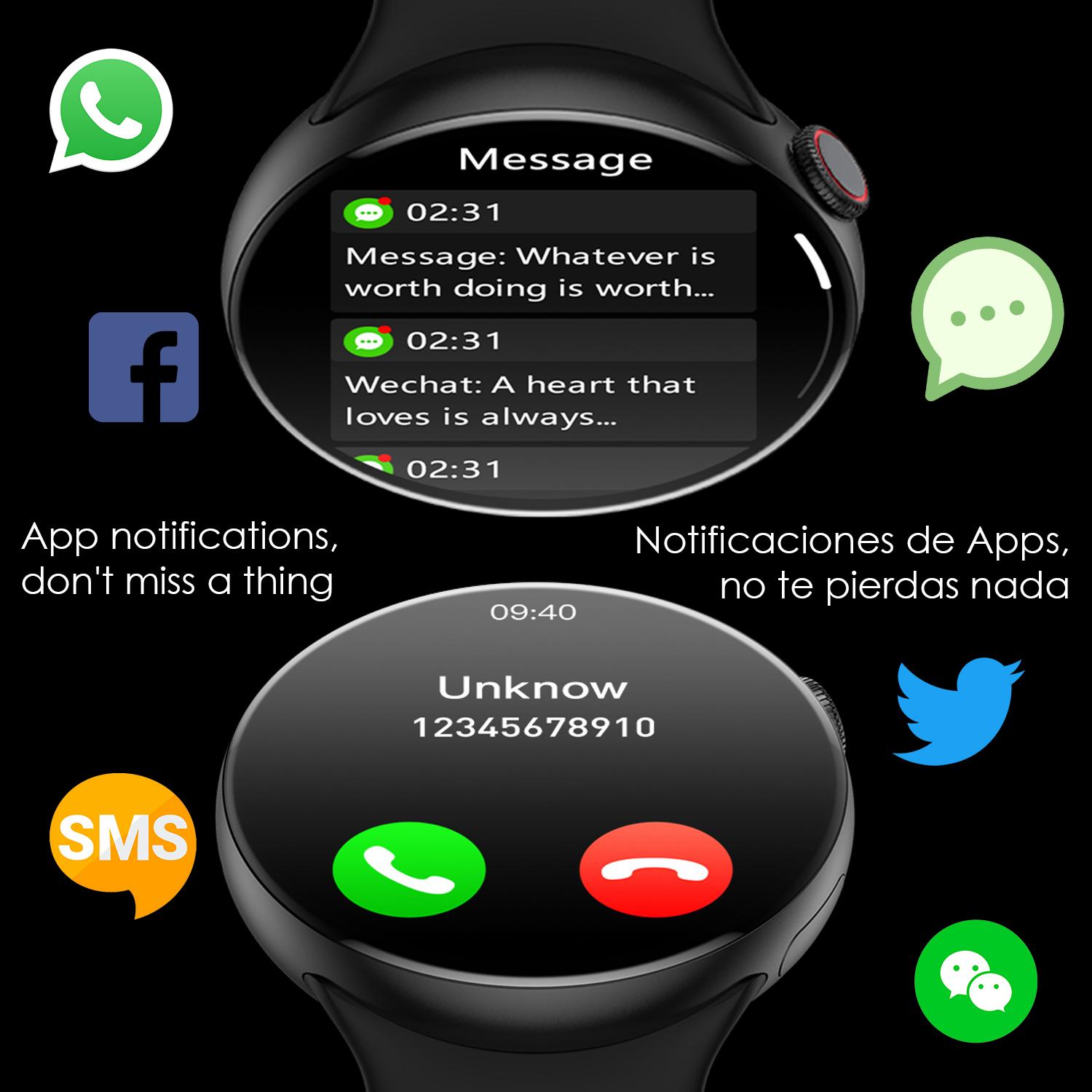 Smartwatch Watch8Pro con modo multideportivo, termómetro, O2 en sangre, tensión, ECG.