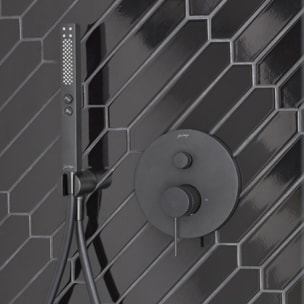 Pommeau de douche Shift+ carré 2 jets noir mat + flexible