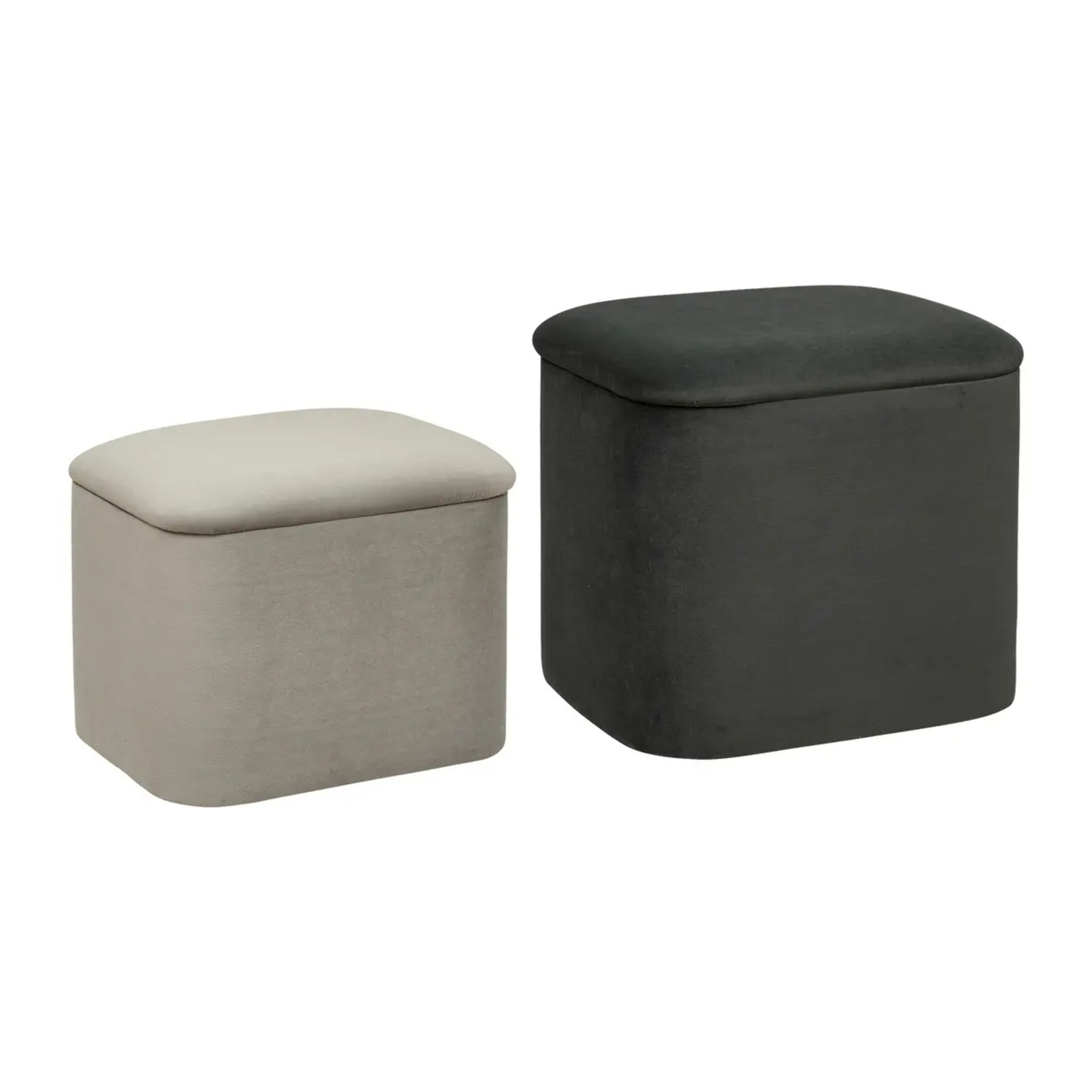 Set de 2 poufs "Dani" en velours L37,5/41,5cm gris