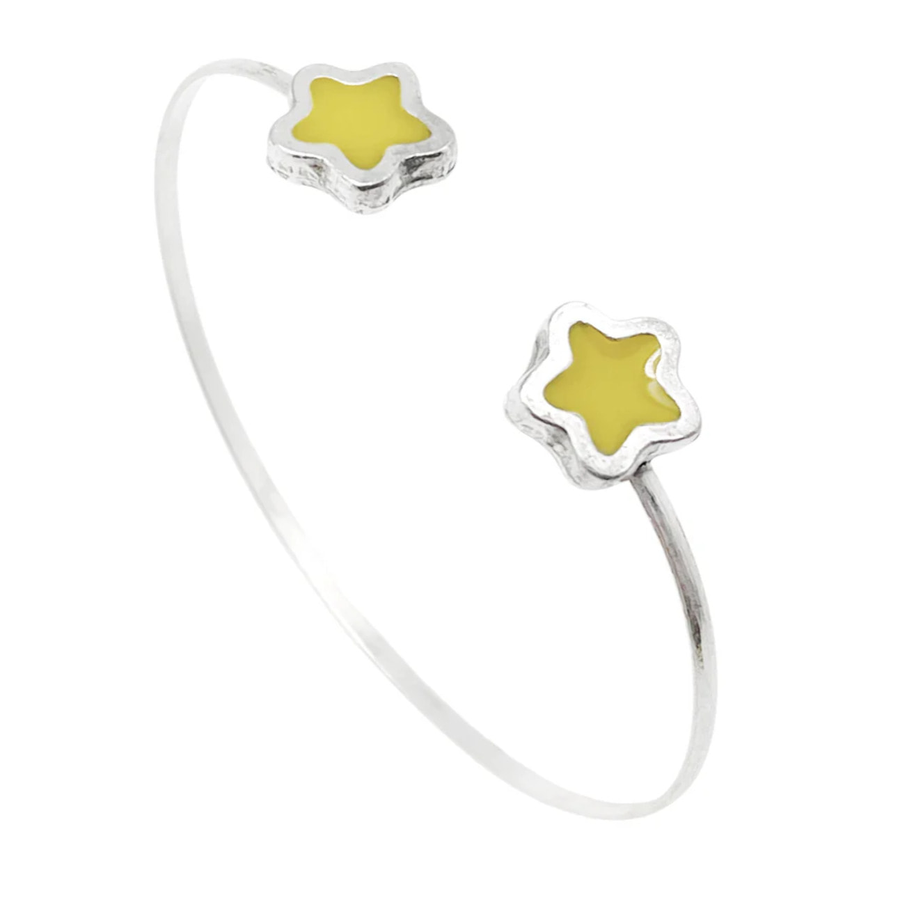 Conjunto Colors Flor Pulsera y anillo plata 10µ Mostaza
