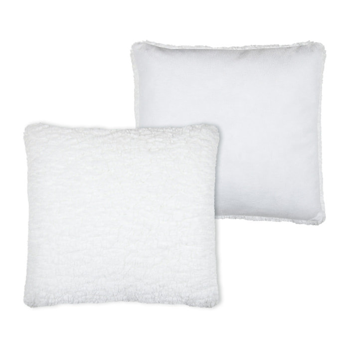 Coussin carré moelleux imitation fourrure - Blanc