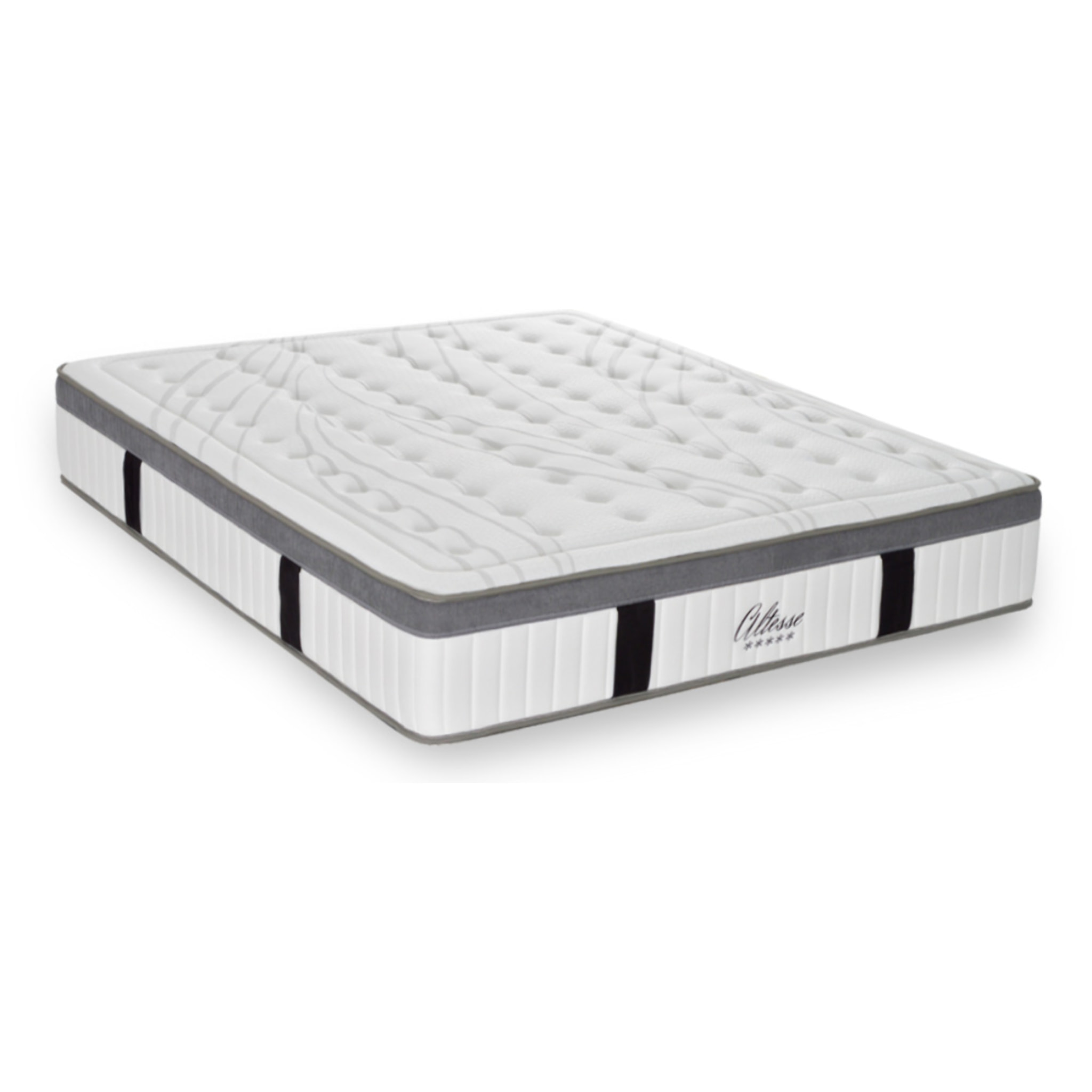 Ensemble Matelas Altesse & Sommier Kit Bois, Mémoire de Forme & Hyper Soft, 27 cm, Accueil Enveloppant, Soutien Ferme