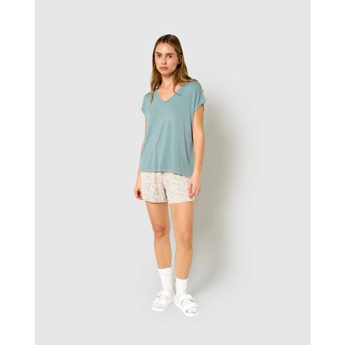 Pigiama corto in viscosa azzurro-verde chiaro