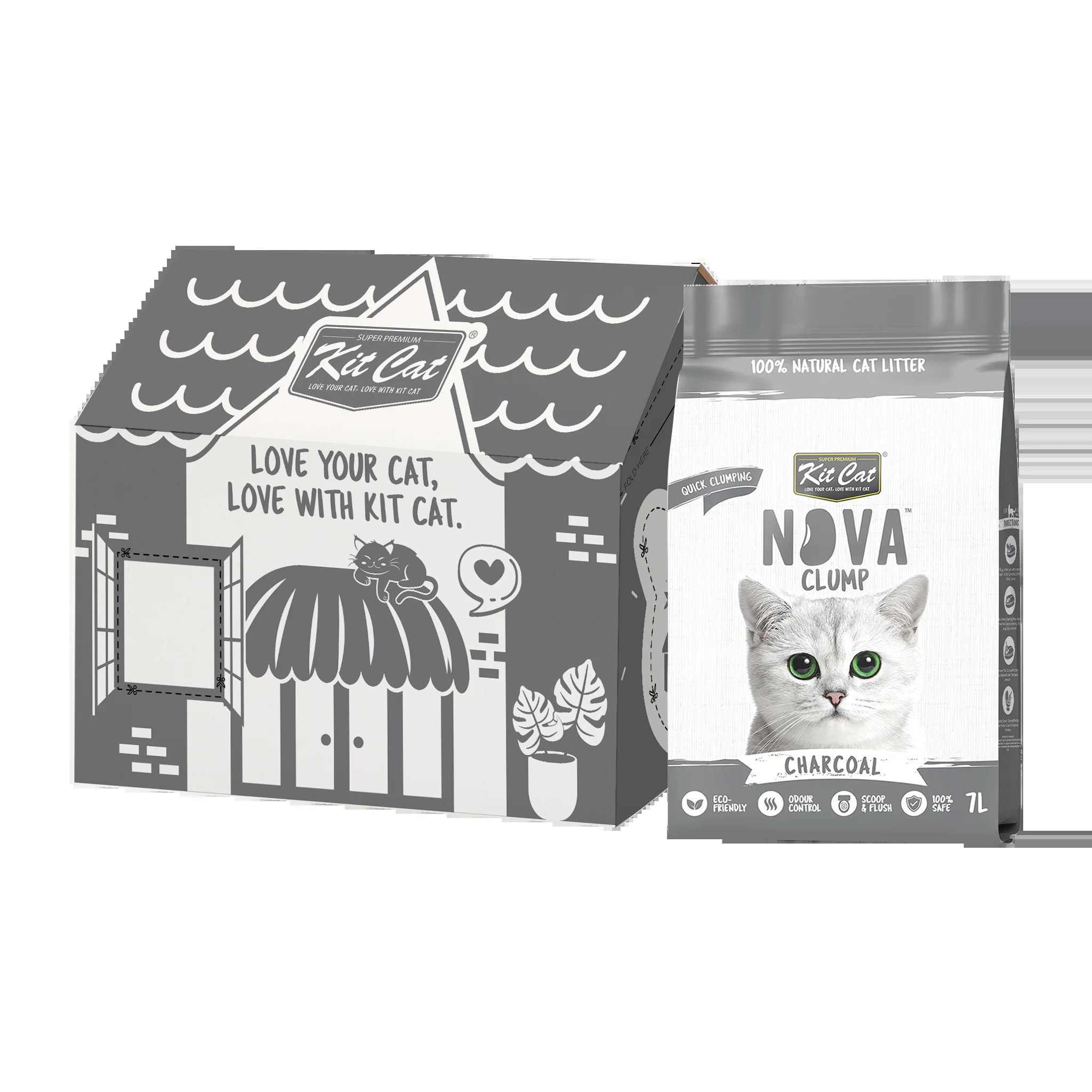 Kit Cat Arena Eco Nova - Charcoal 7 L Arena para gatos