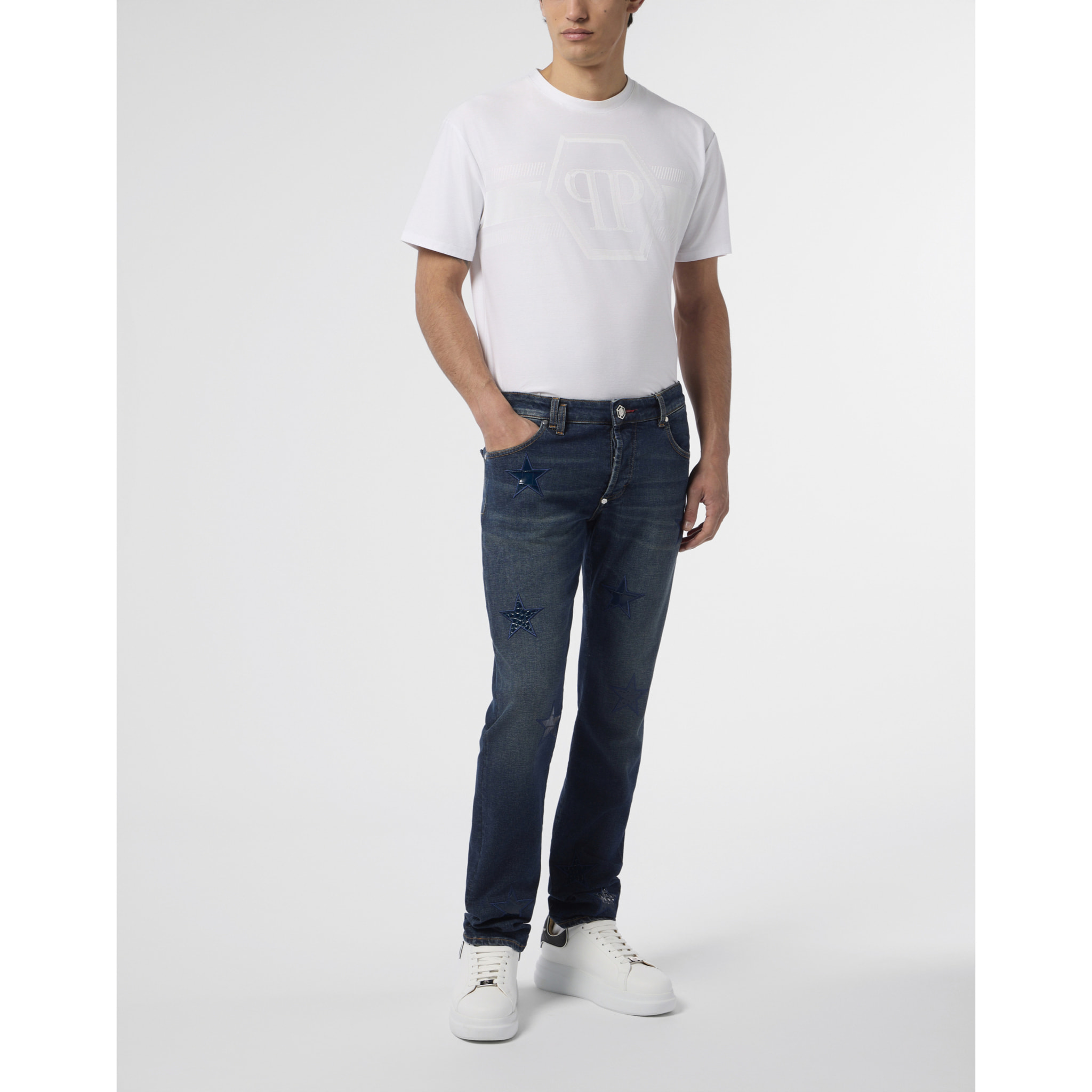 PHILIPP PLEIN Super Straight Cut Jeans Cocco Stars