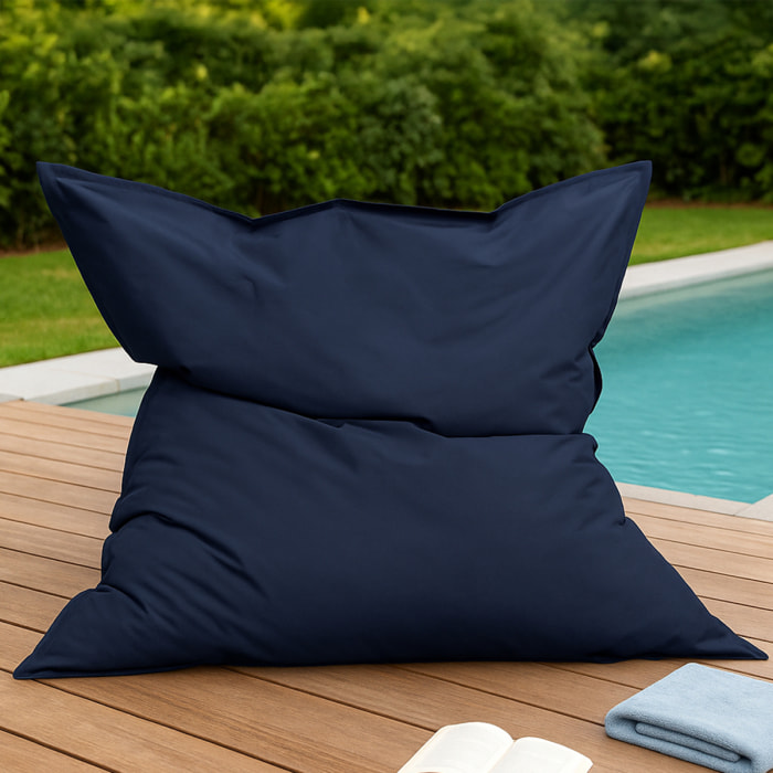 Pouf rectangulaire d'extérieur XXL 180x140cm bleu marine THIES