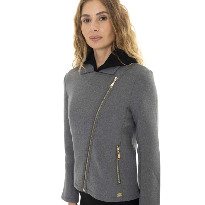 Giacca da donna in neoprene con zip asimmetrica "Authentic Gold"