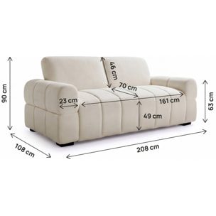 Canapé lit convertible express "Zoé" - Matelas 18 cm - Couchage 140 cm - 3 places - Beige
