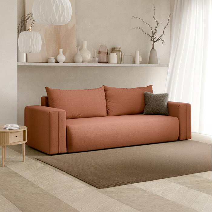 NALA - Canapé droit convertible droit 3 places en tissu terra