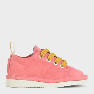 ZAPATO CON CORDONES CHICO P01 DE ANTE BUBBLEGUM AMARILLO