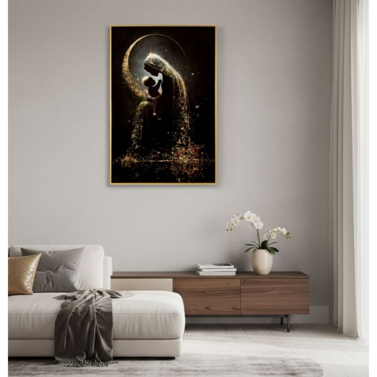 STAMPA DECORATA SU TELA LACCATA C/CORNICE MATERNITY -A- CM 60X3,5
X90