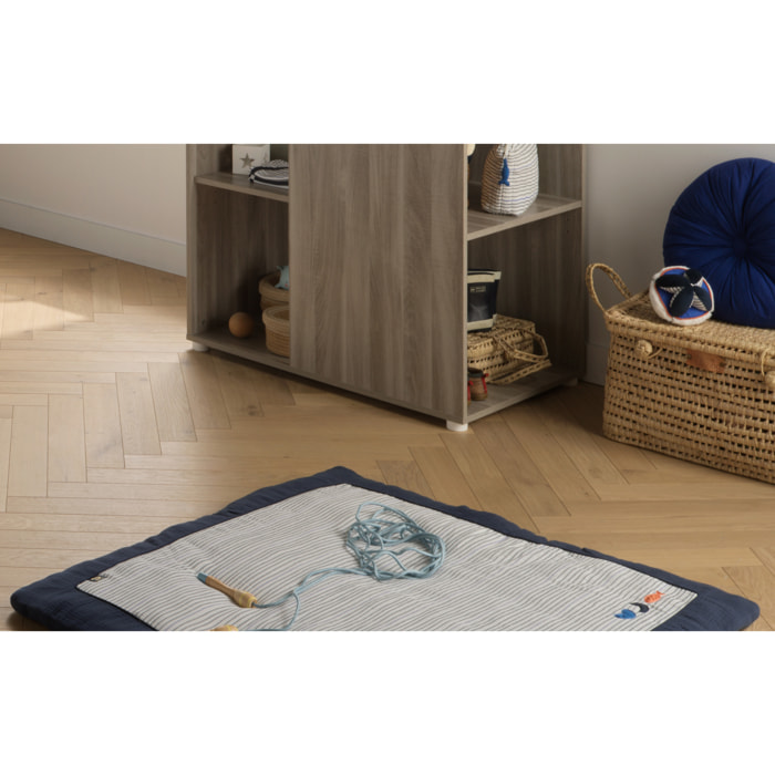 Grand tapis de jeu en double gaze de coton marinière