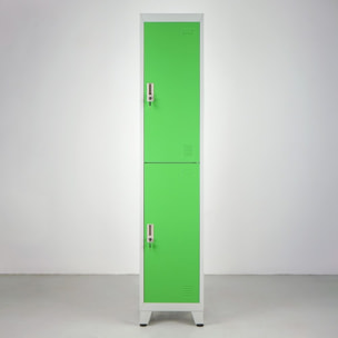 Armadietto metallico 2 ante verde con appendiabiti e ripiano inferiore