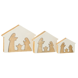J-Line décoration Crèche Maison - bois - blanc/naturel - large