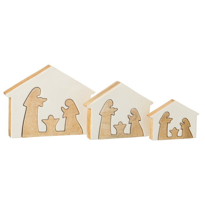 J-Line décoration Crèche Maison - bois - blanc/naturel - large